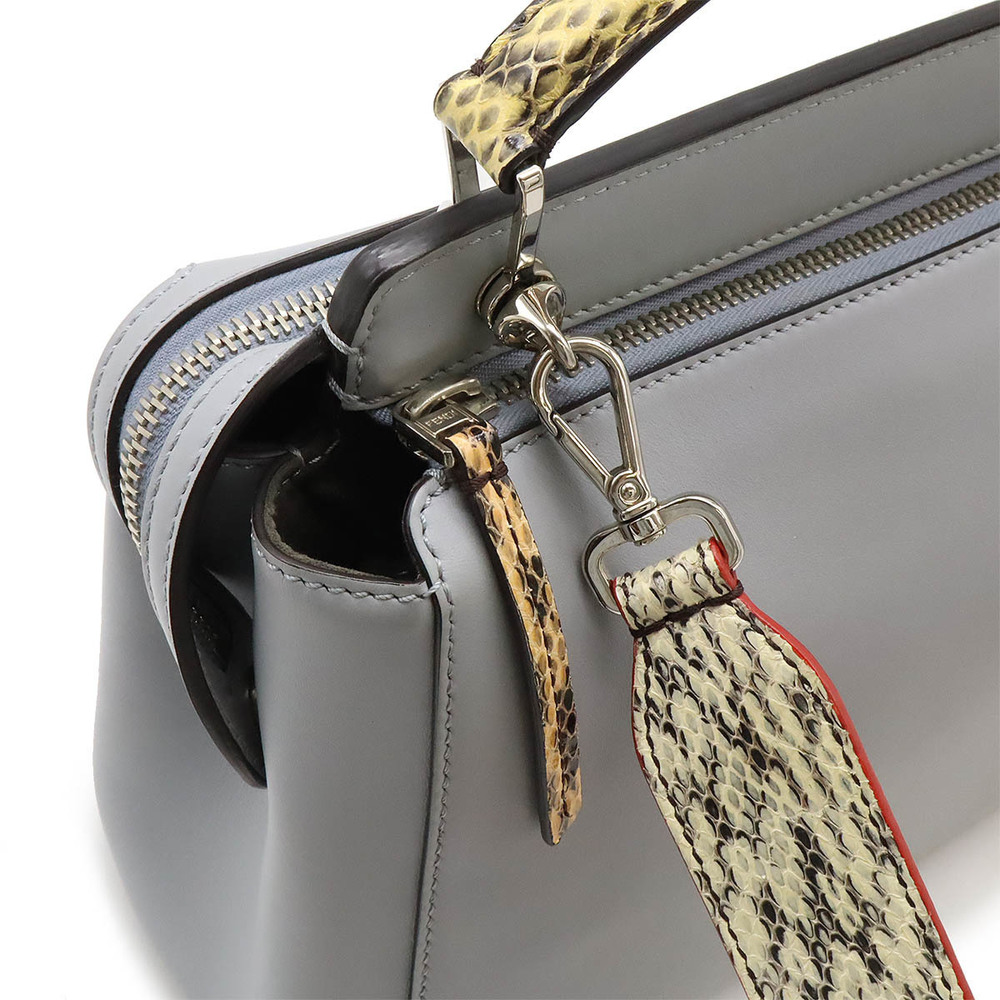 Fendi Python Style Leather Handbag Light Blue - image 8